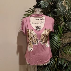 Sz Exlg Mauv Leopard Chocker Shirt junior